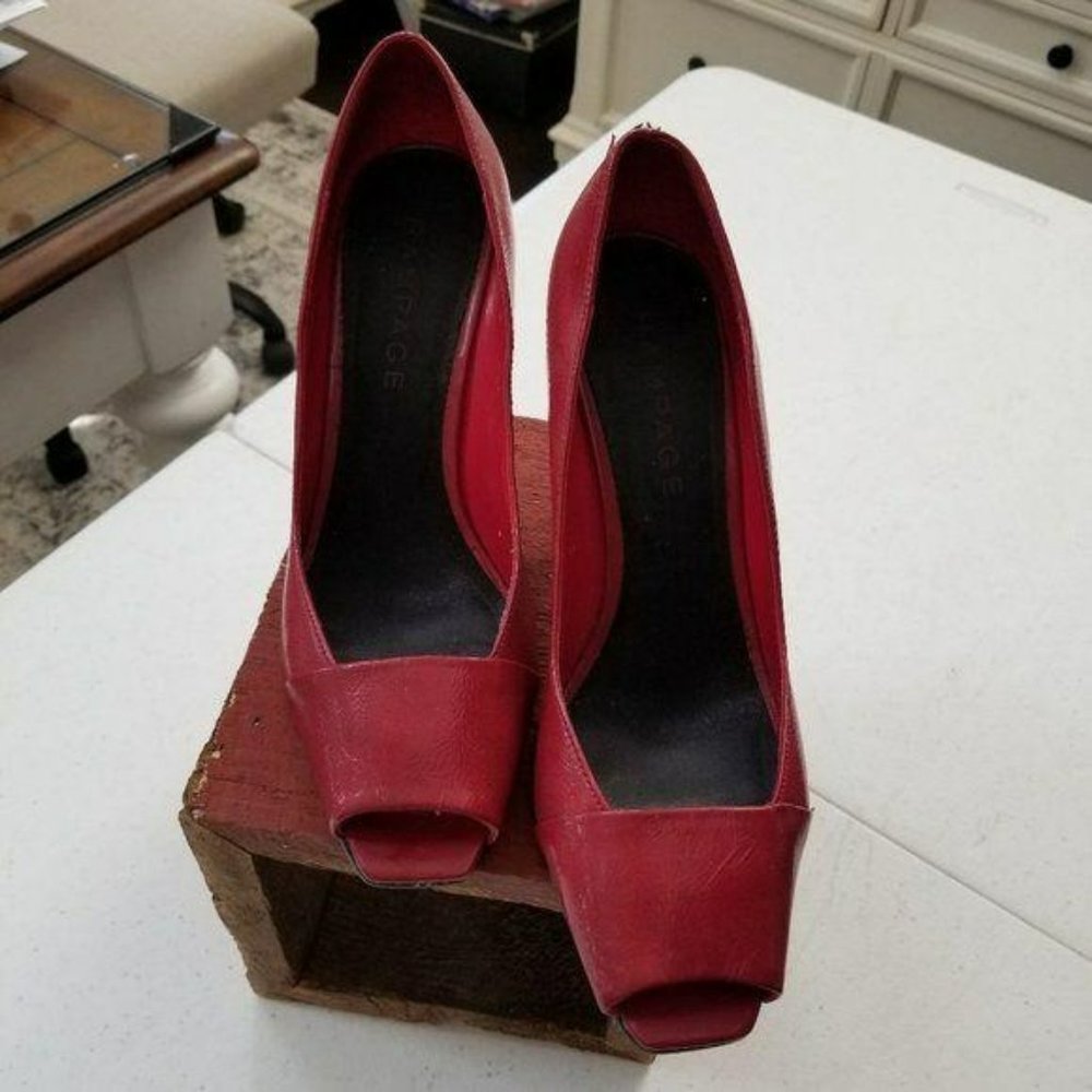 Rampage Red Peep Toe Pumps Size 10